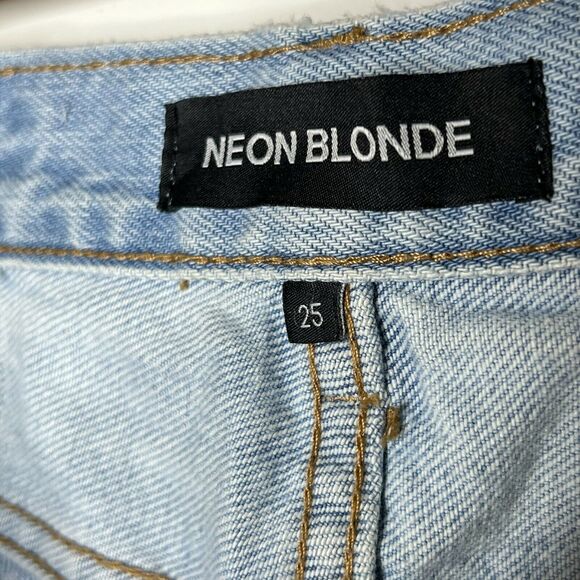 Neon Blonde Siren Mum Fit Button Fly Light Wash Size 25 - Picture 5 of 10
